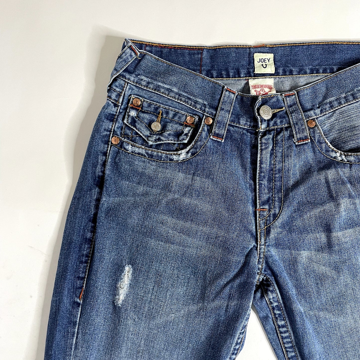 Vintage True Religion Denim Embroidered Mushroom Patch Low Rise Jeans