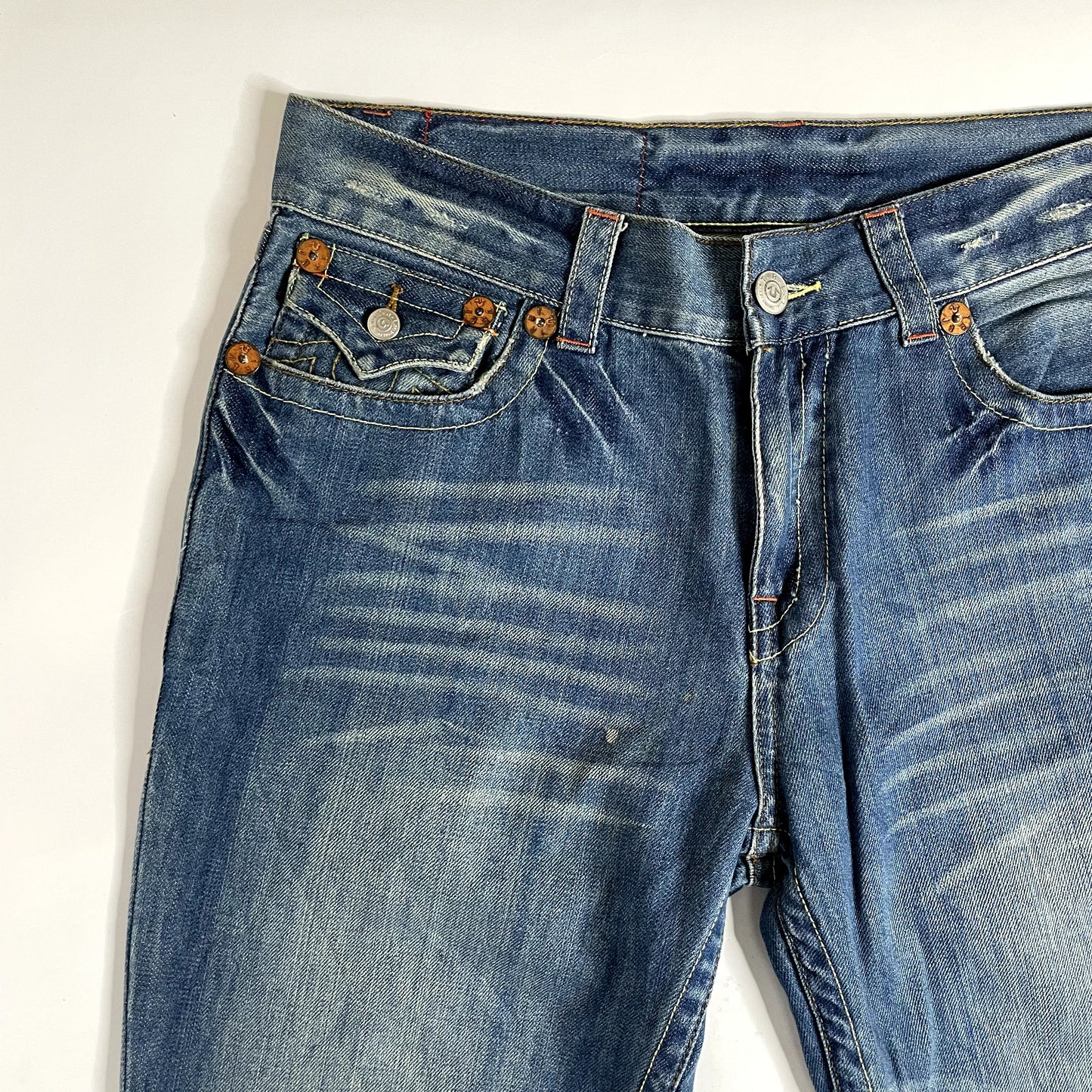 Vintage True Religion Denim Embroidered Samurai Warrior Low Rise
