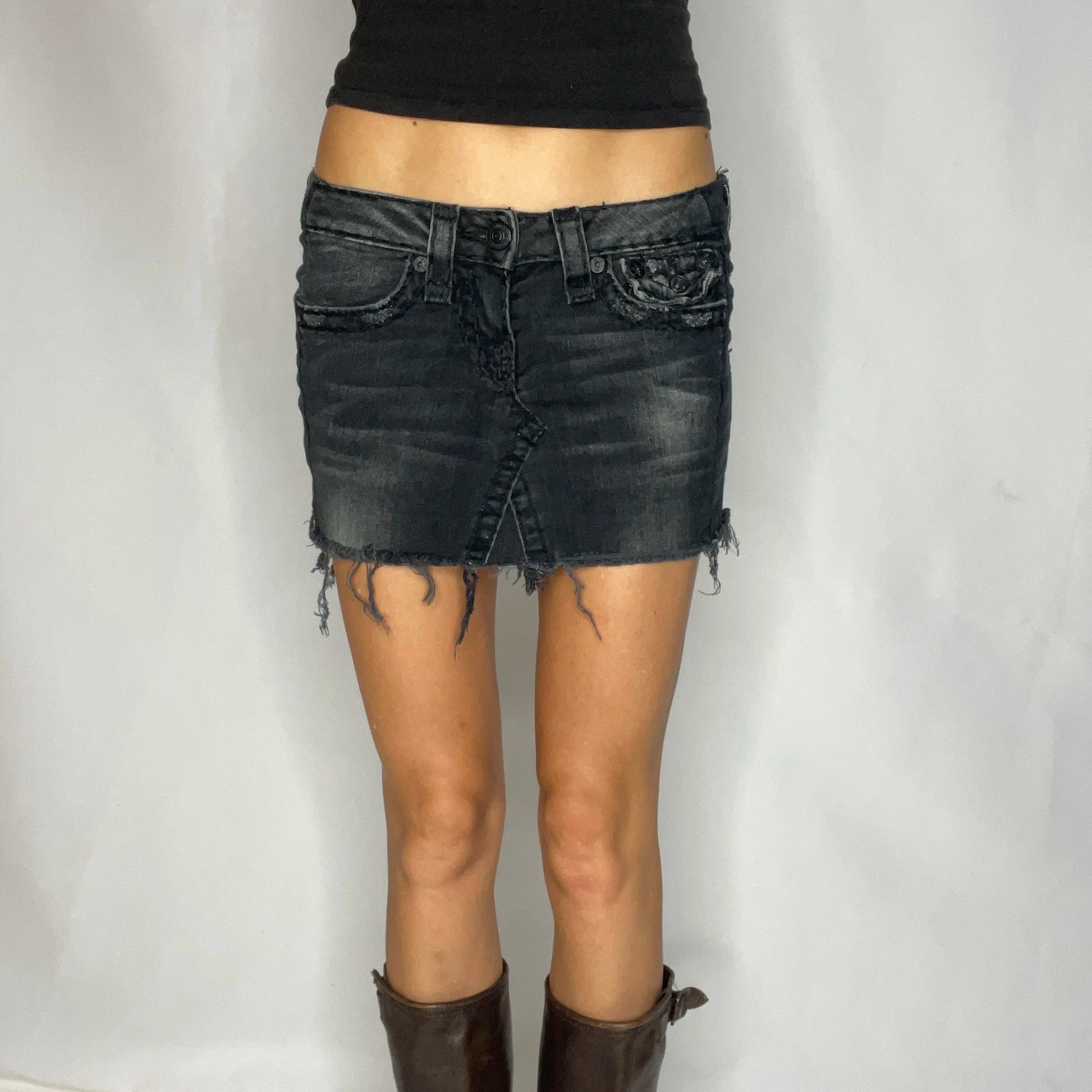 Vintage True Religion Black Mini Skirt