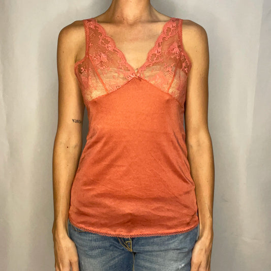 Vintage Coral Lace Top