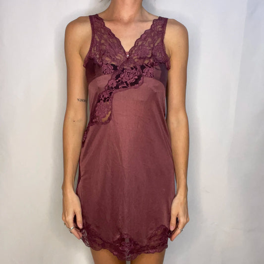 Vintage Burgundy Brown Slip Dress