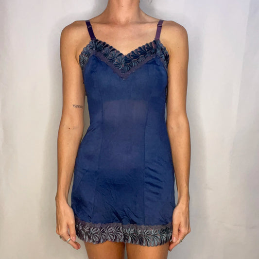 Vintage Navy Blue Slip Dress