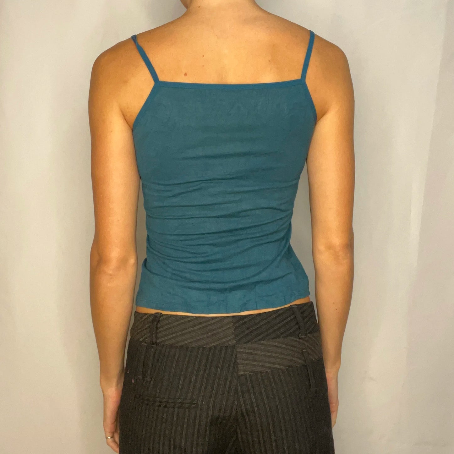 Vintage Teal Blue Lace Tank Top