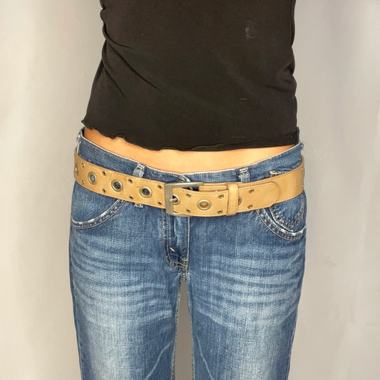 Vintage Tan Eyelet Belt