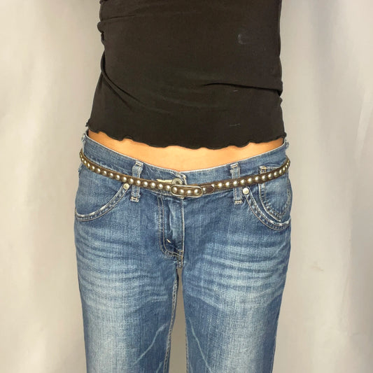 Vintage Brown Studded Belt