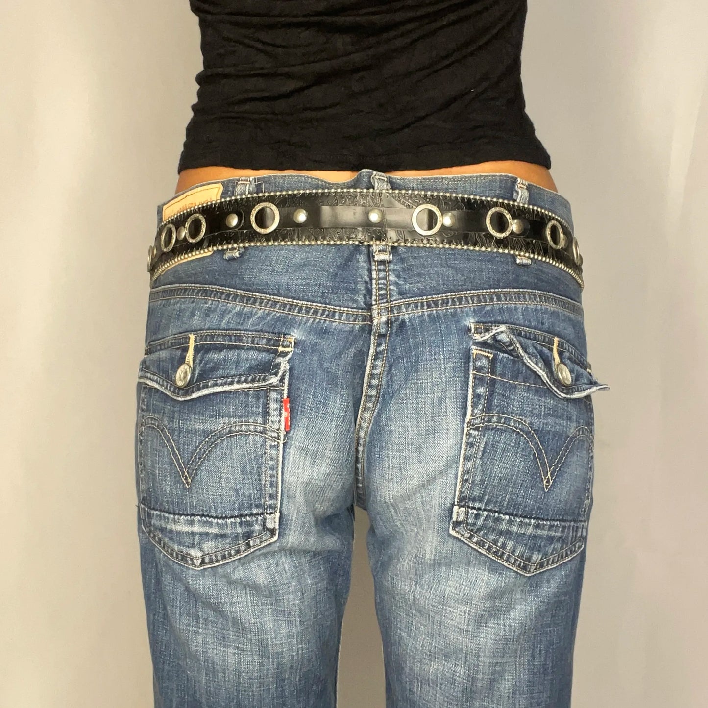 Vintage Black Eyelet Belt