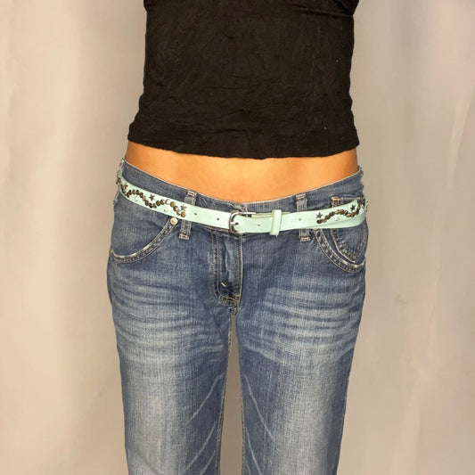 Vintage Studded Star Blue Belt