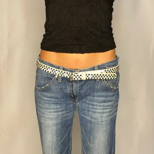 Vintage Buckaroo Studded White Belt