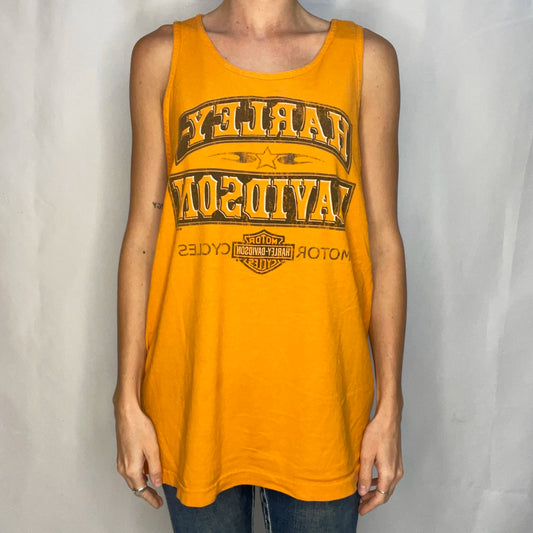 Vintage Harley-Davidson Orange Singlet Top