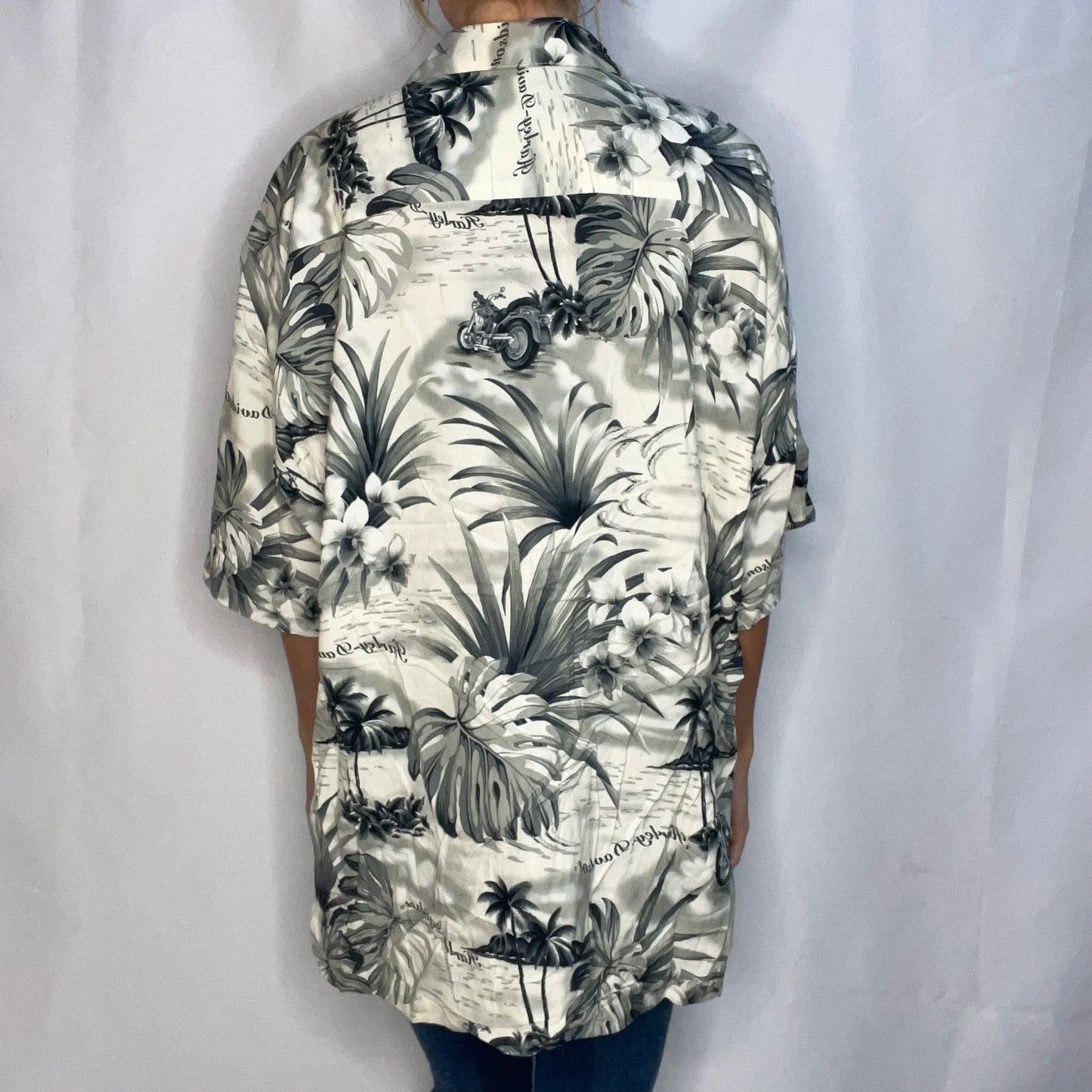 Vintage Harley-Davidson White Hawaiian Shirt