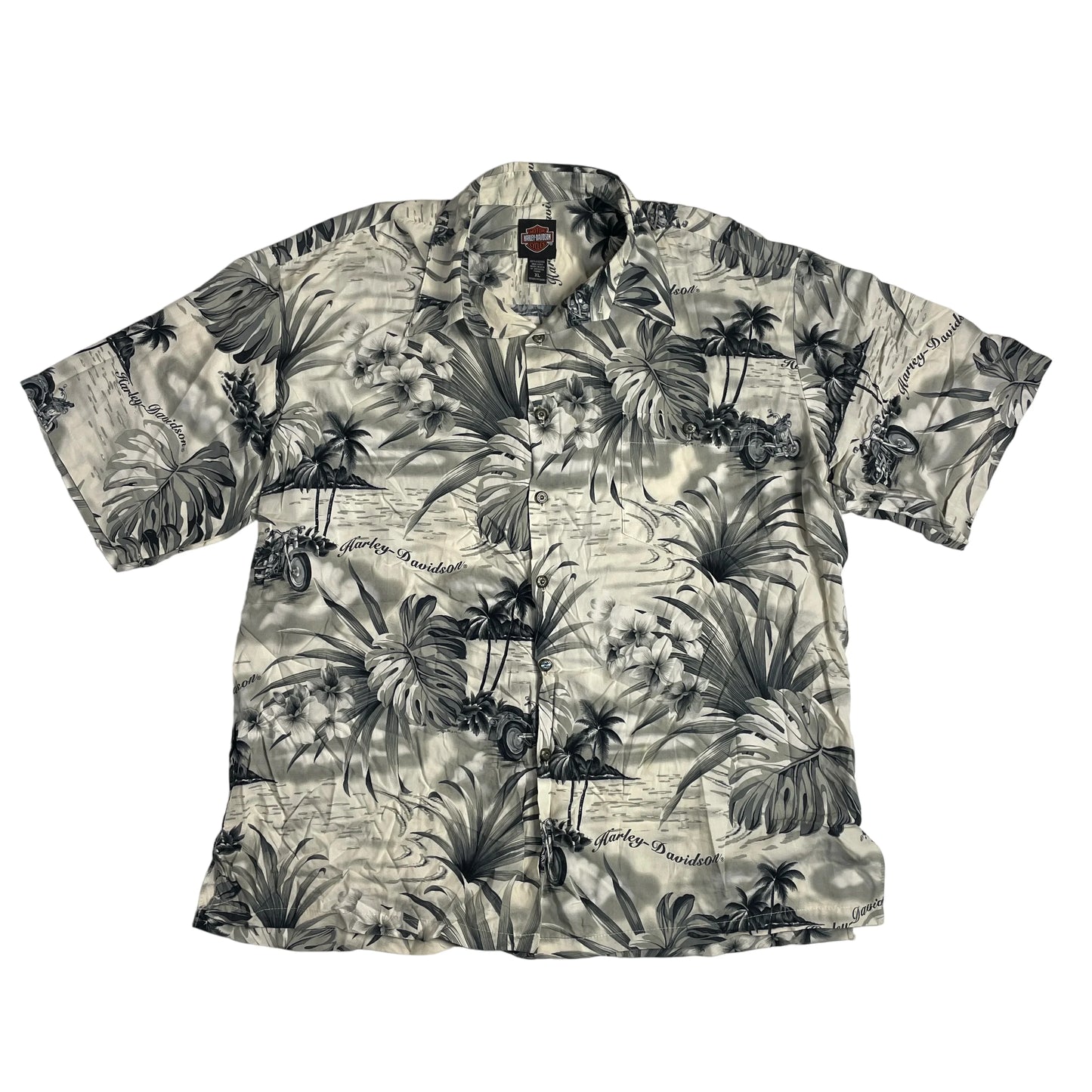 Vintage Harley-Davidson White Hawaiian Shirt