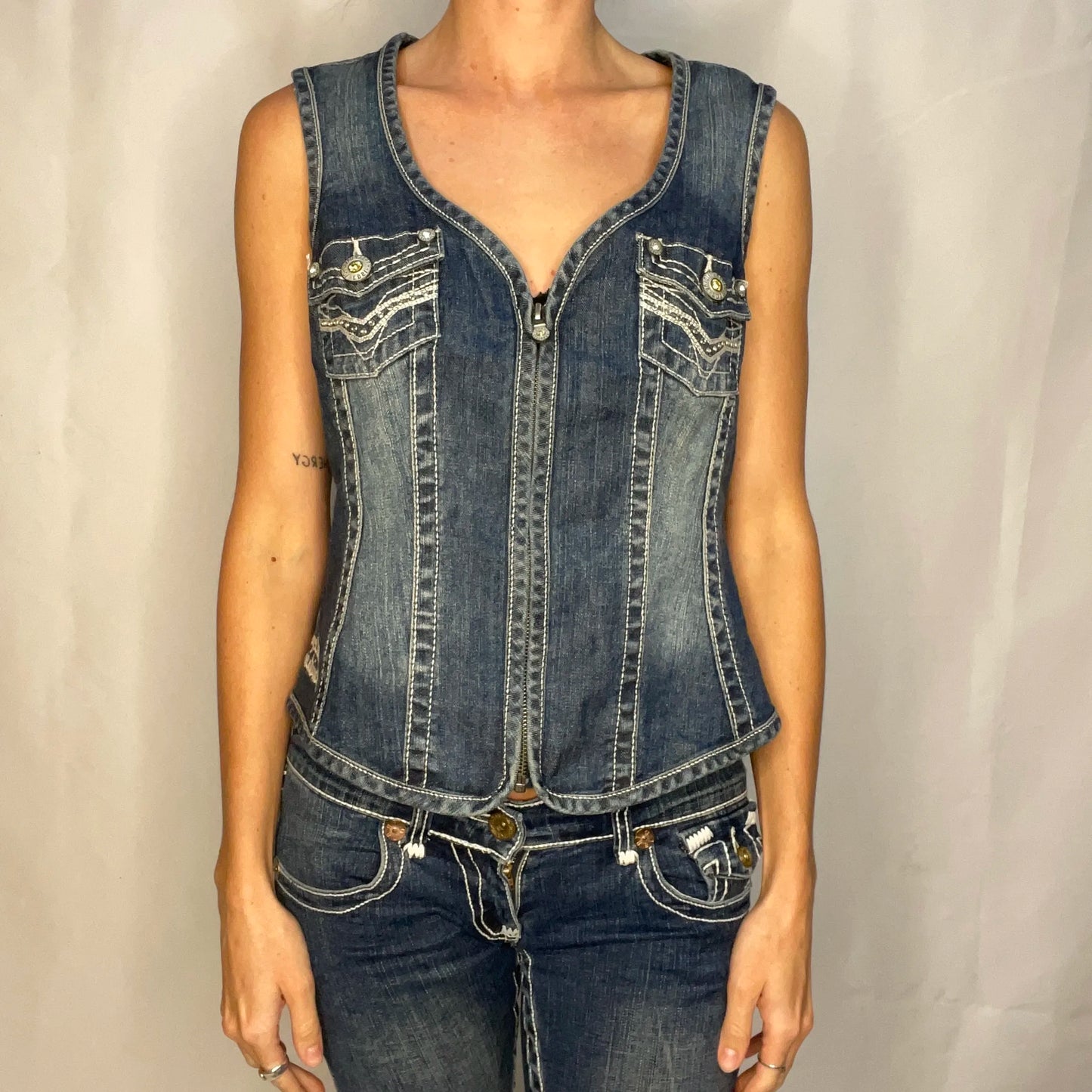 Vintage Harley-Davidson Denim Vest Top