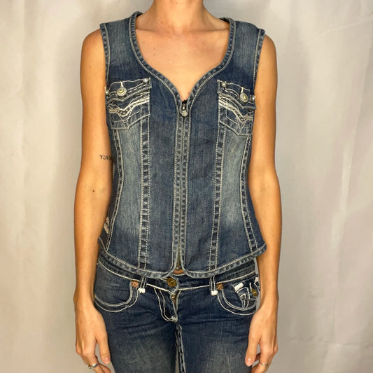 Vintage Harley-Davidson Denim Vest Top