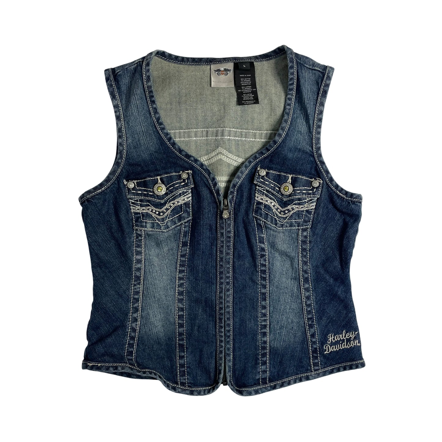 Vintage Harley-Davidson Denim Vest Top