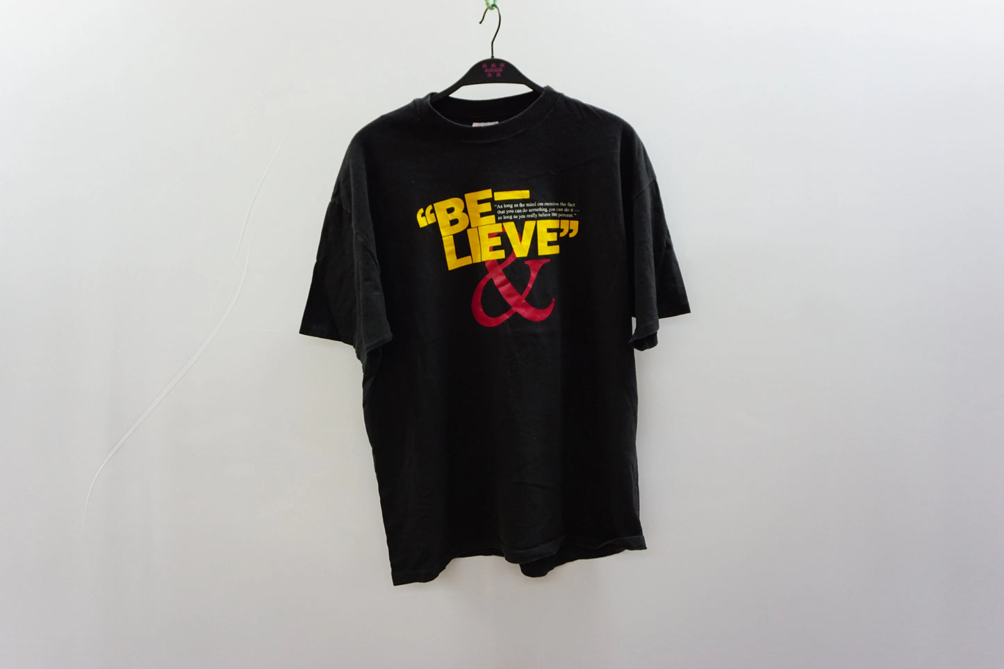 Vintage Hanes Black Believe Single Stitch Tee-Shirt - 90s