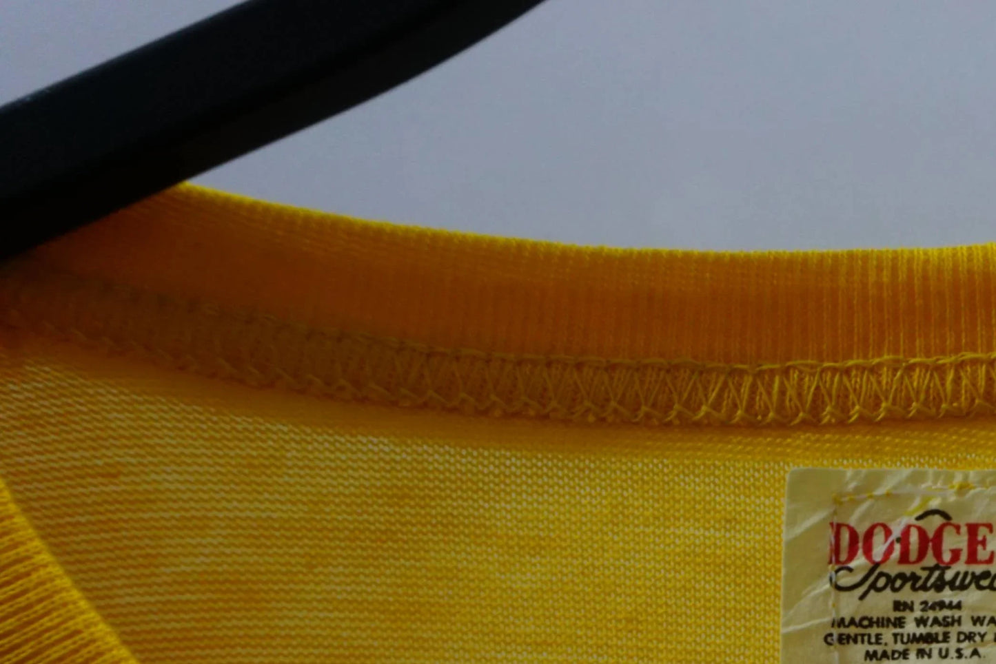 Vintage Dodger Sportswear Yellow Single Stitch Tee-Shirt - 70s Top Left