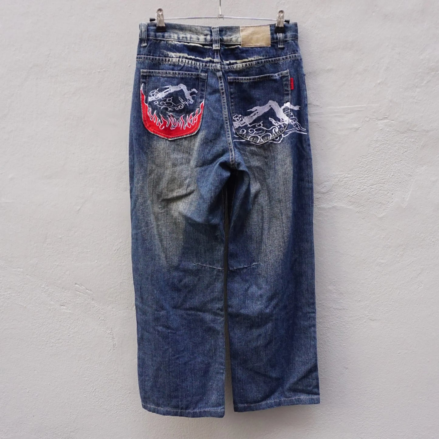 Vintage Ilus Jeans Denim Flame Baggy Jeans