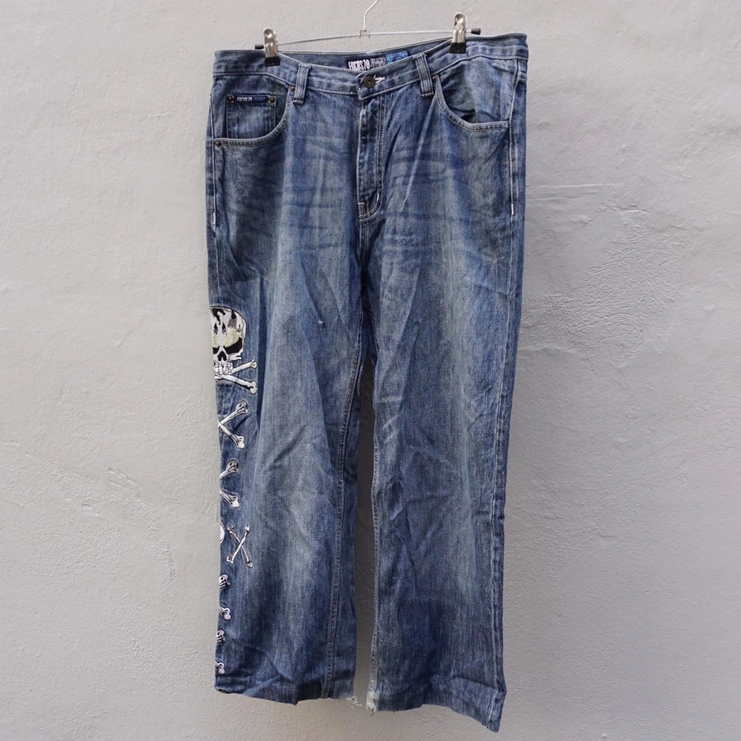 Vintage Focus Blue Skull Baggy Jeans
