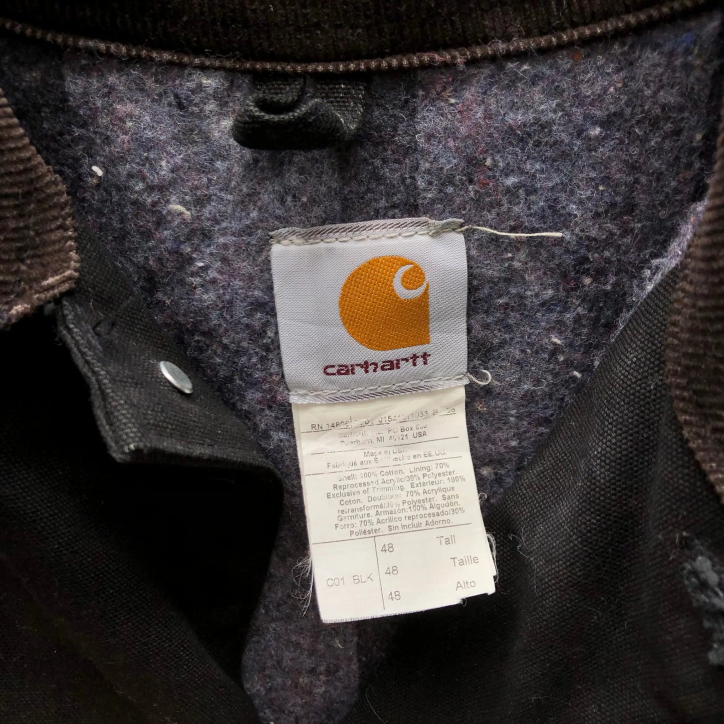 Vintage Carhartt Black Doughy Joey's Made In USA Jacket - 2003