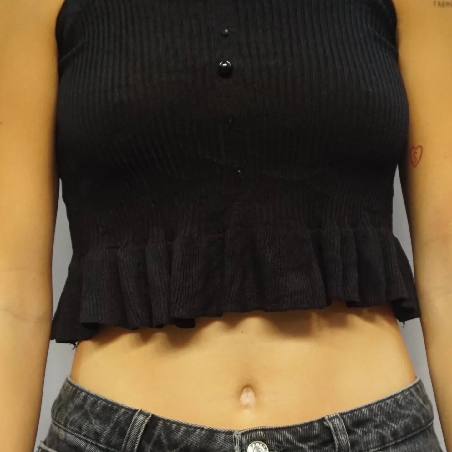 Vintage Black Knit Top Center