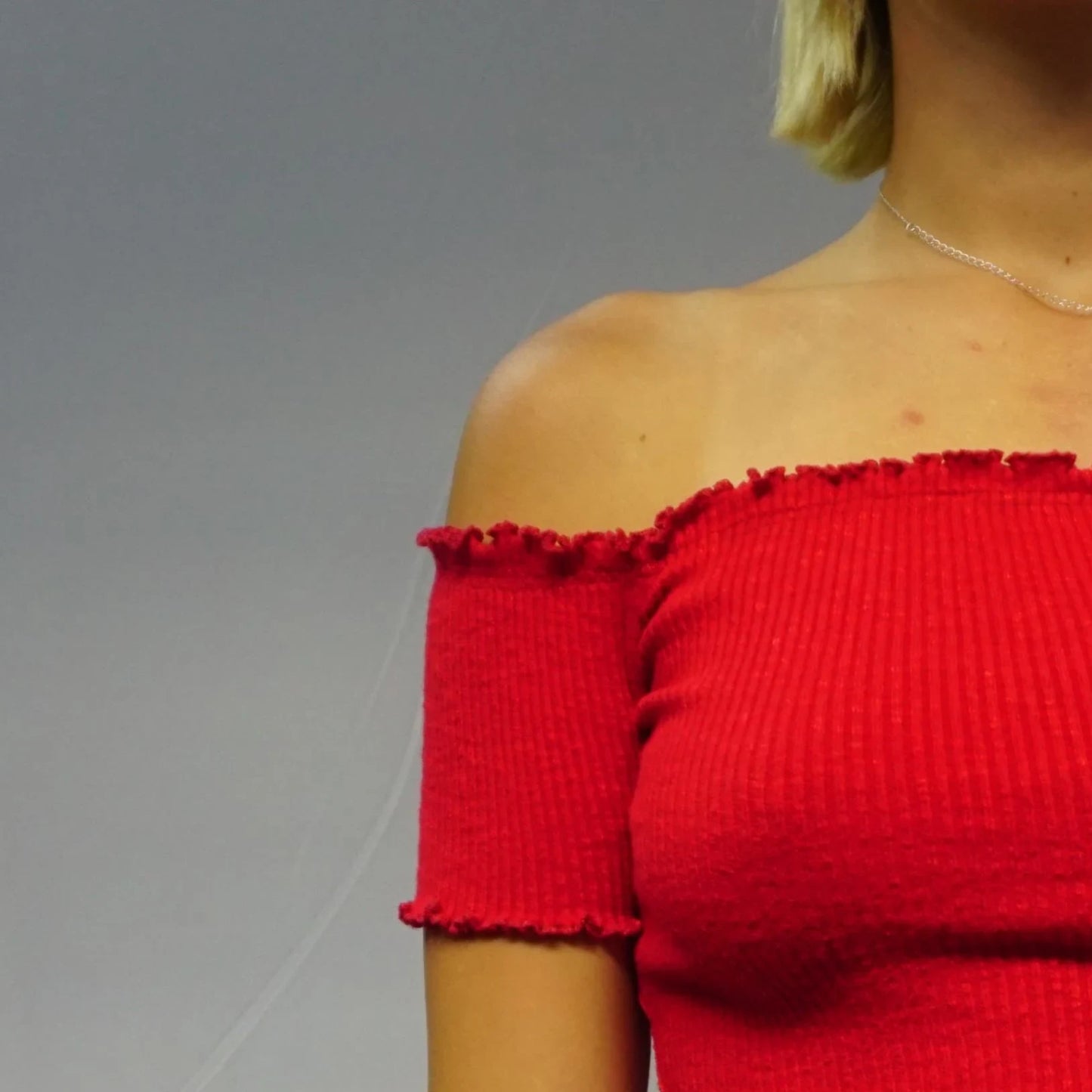 Vintage Red Over The Shoulder Top Top Left