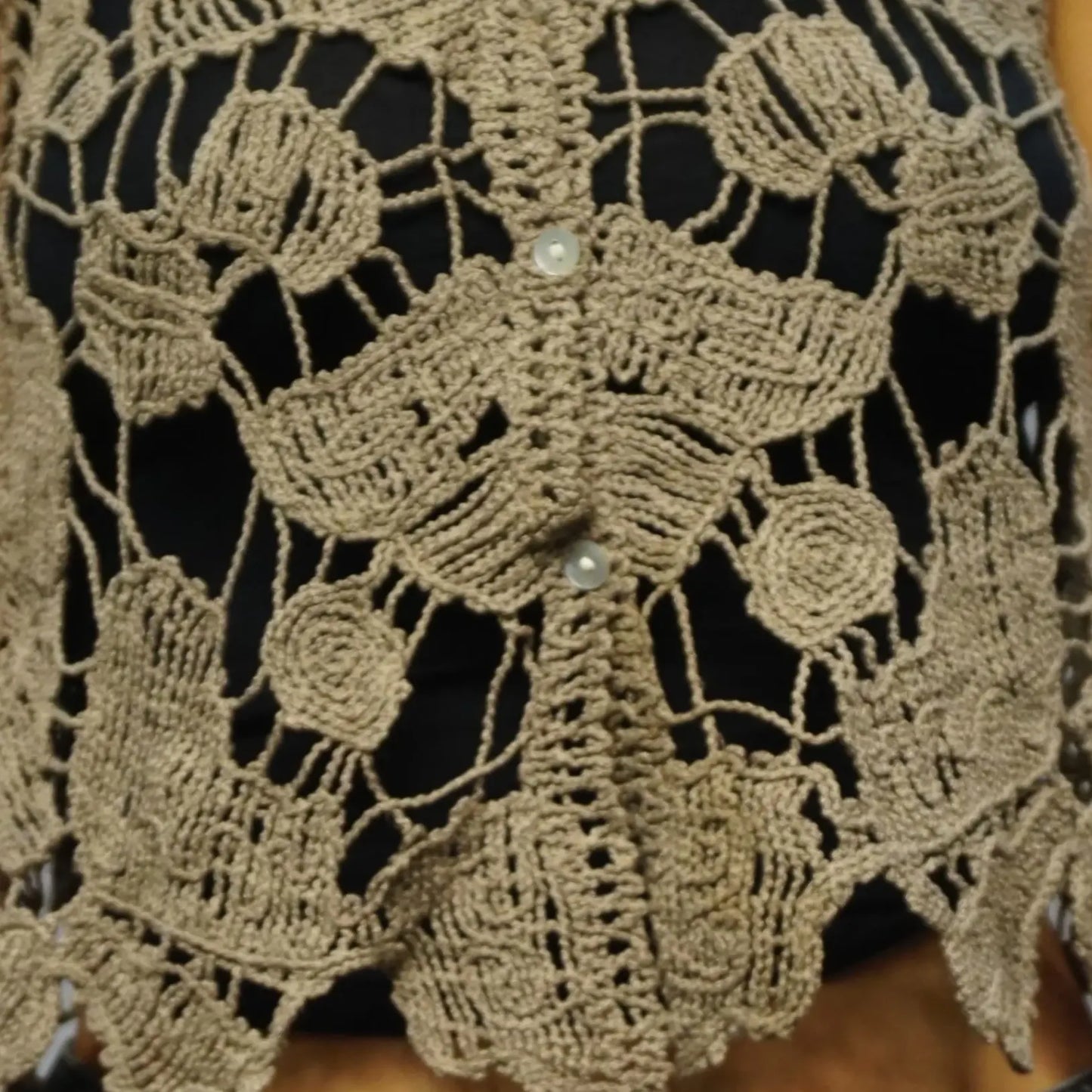 Vintage Beige Crochet Top Center