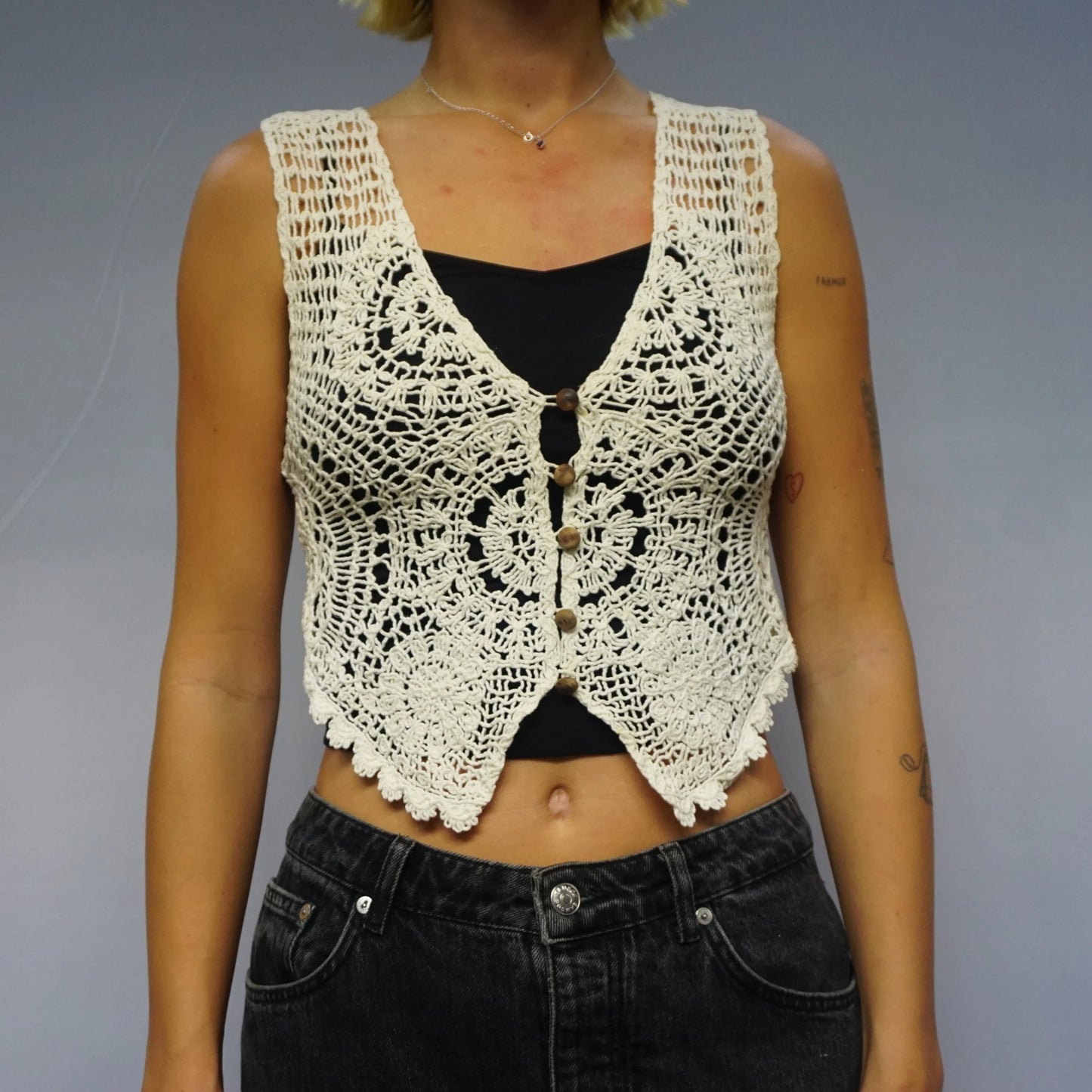 Vintage Cream Crochet Top