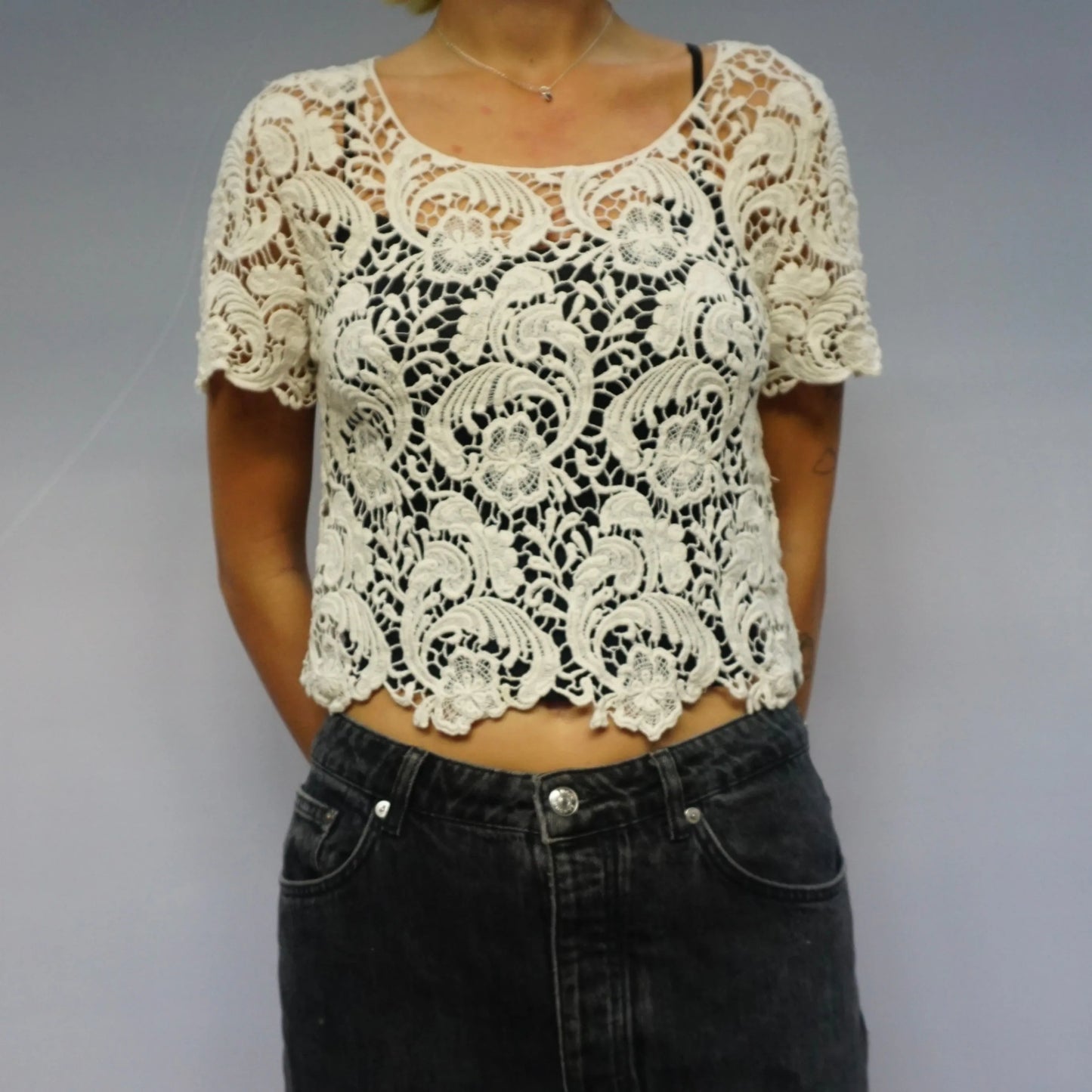 Vintage Cream Crochet Top