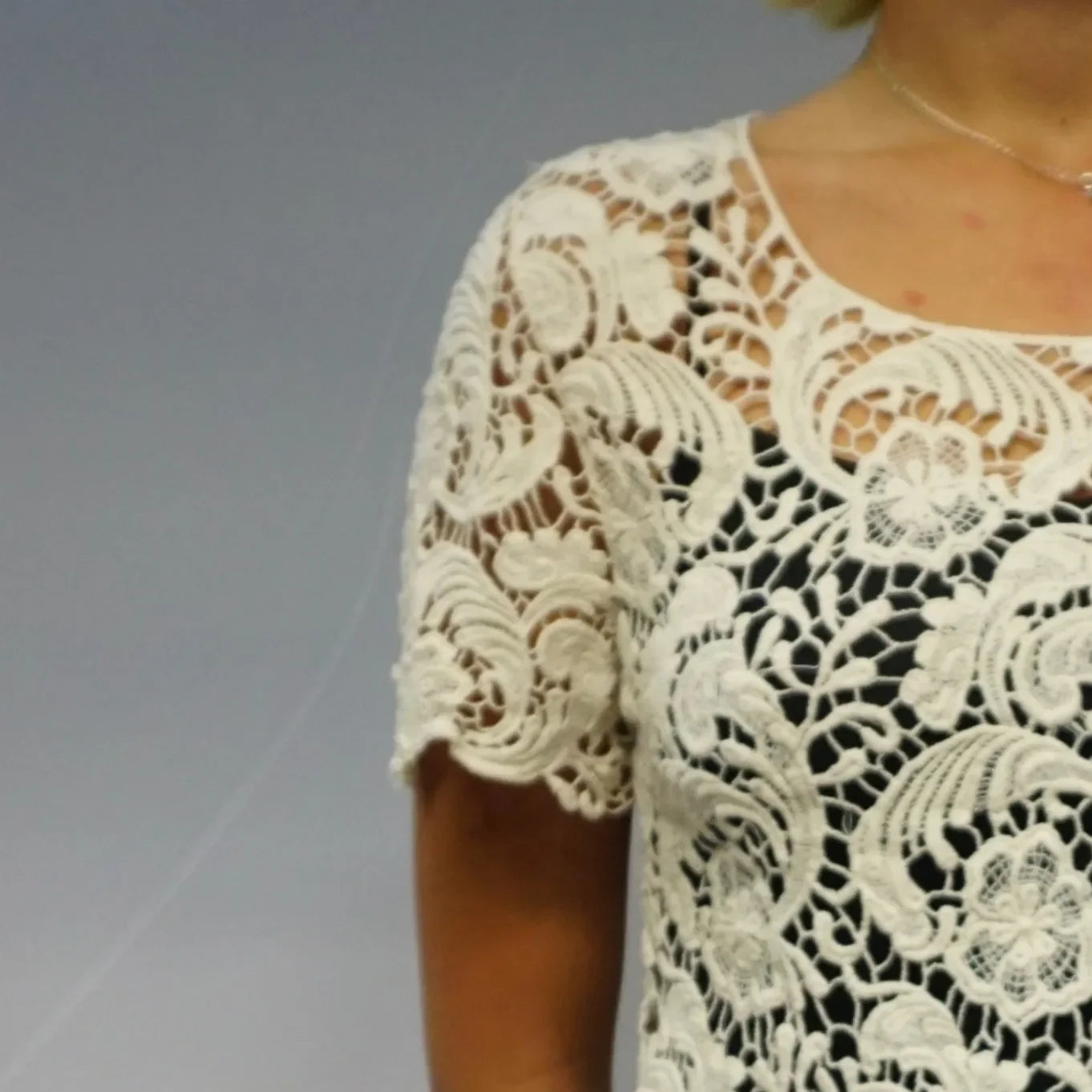 Vintage Cream Crochet Top Top Left