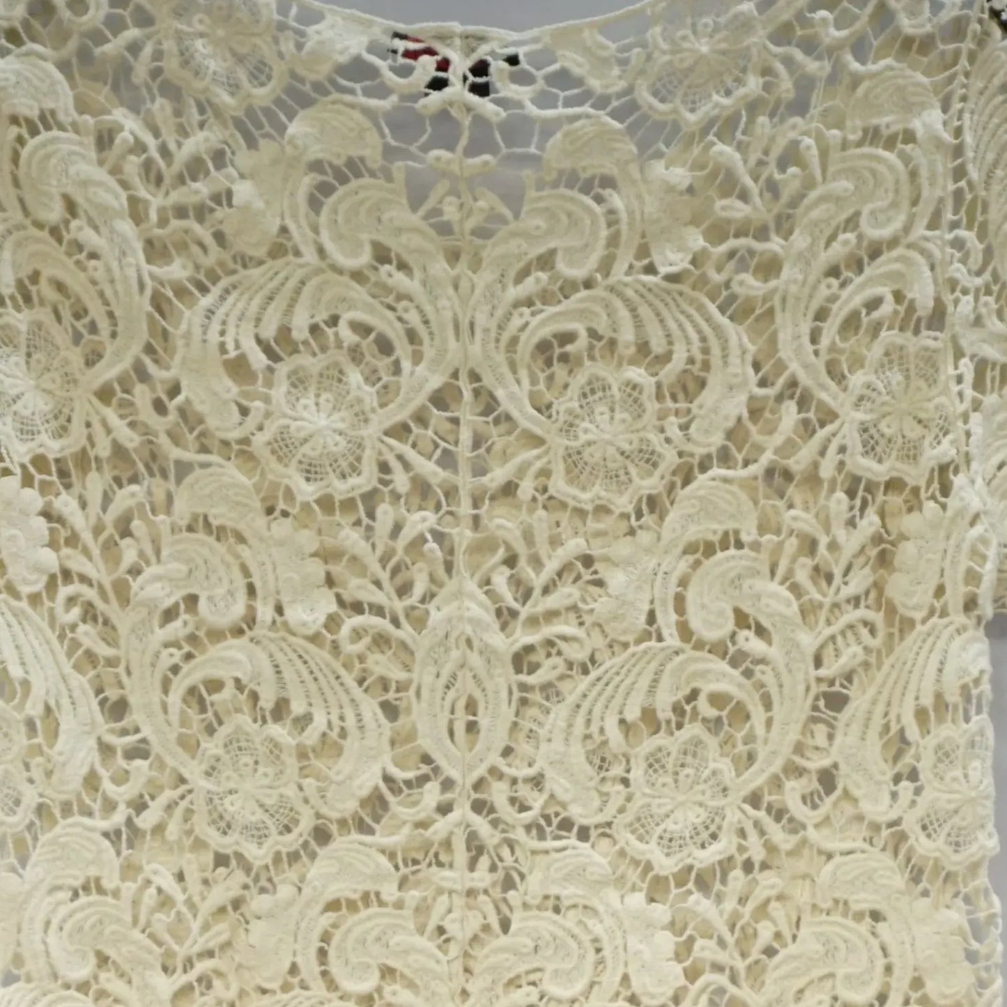 Vintage Cream Crochet Top Center