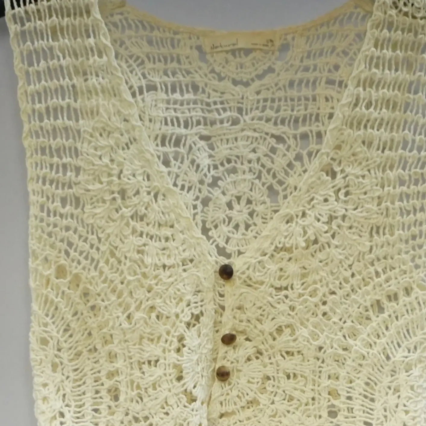 Vintage Cream Crochet Top Center