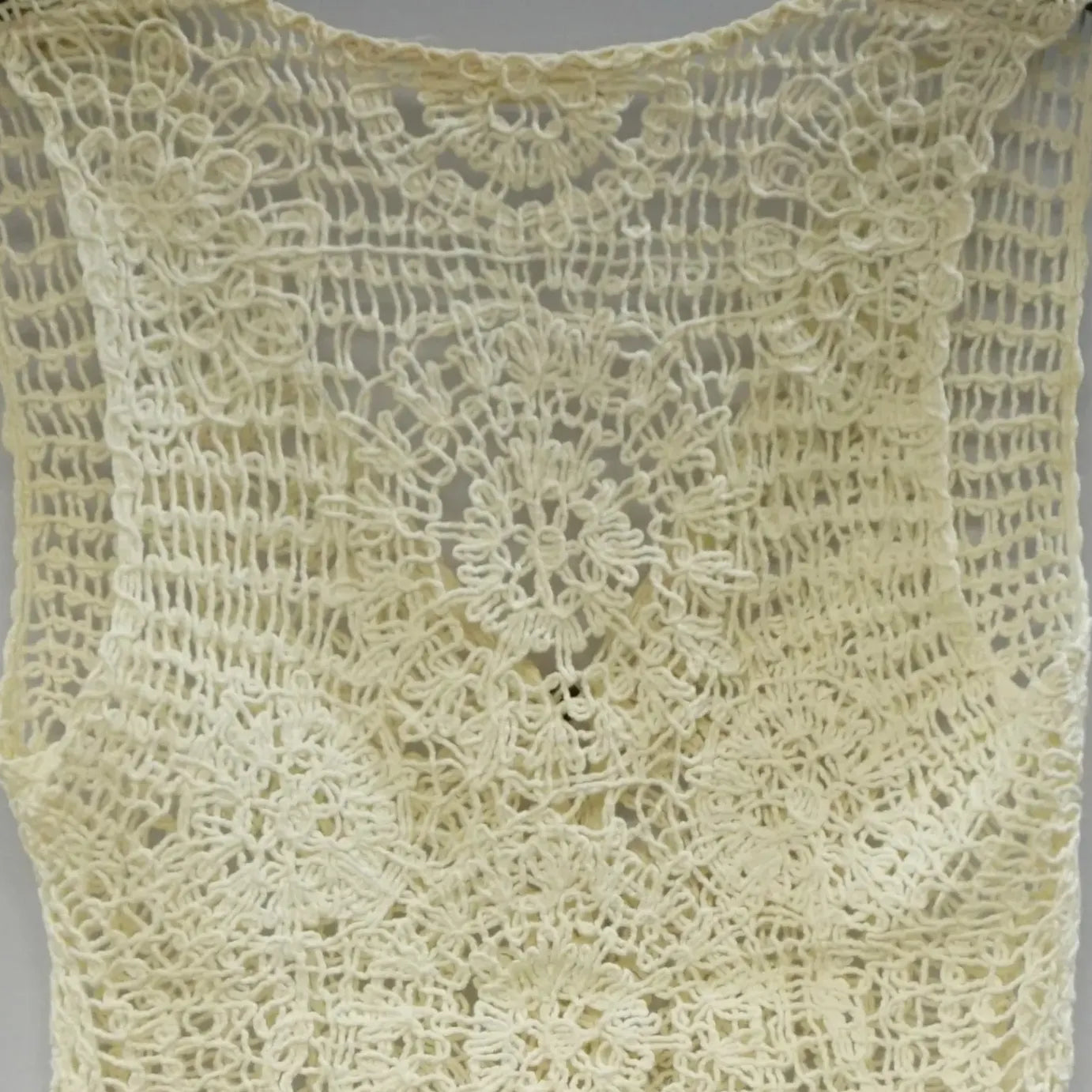 Vintage Cream Crochet Top Center
