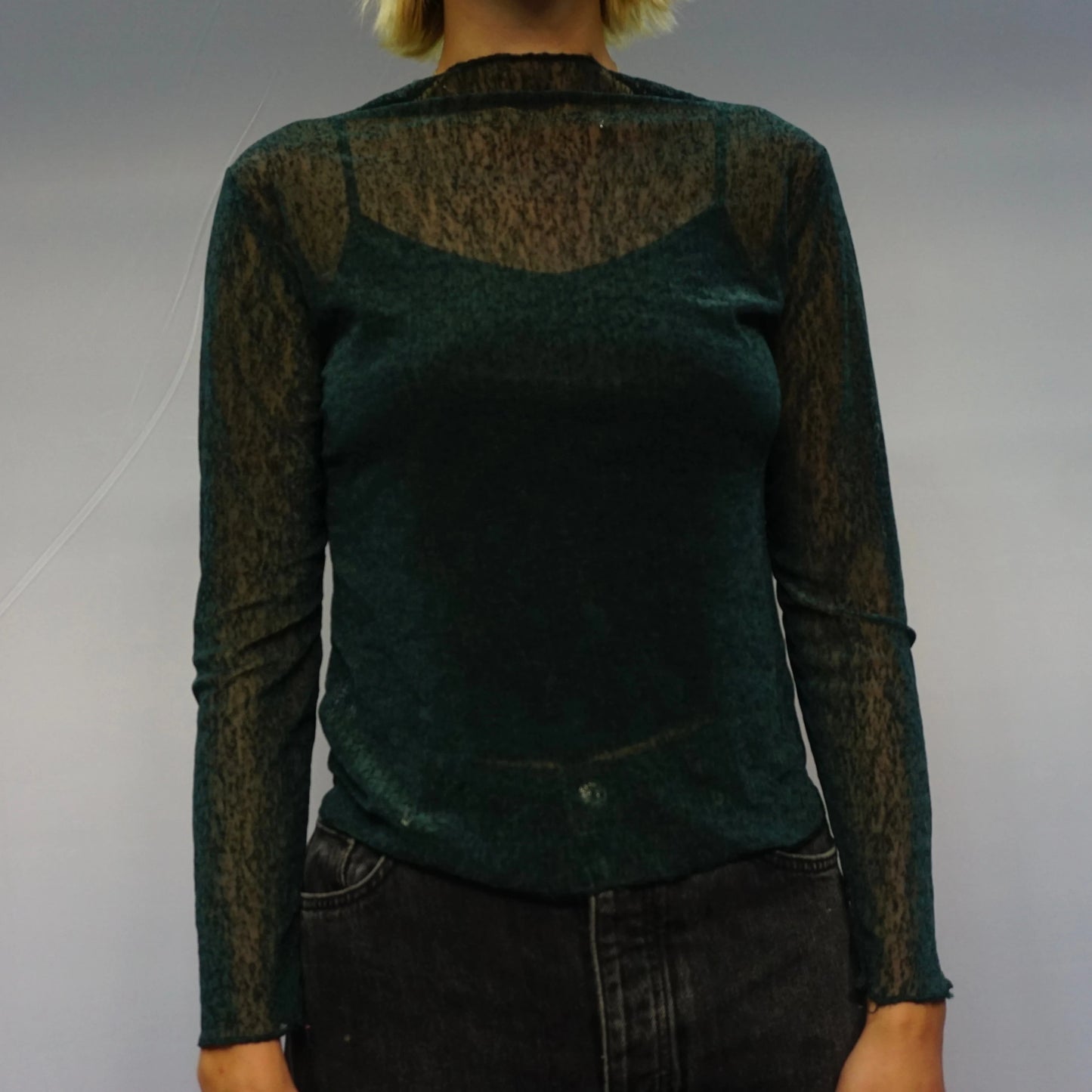 Vintage Dark Green Mesh Top