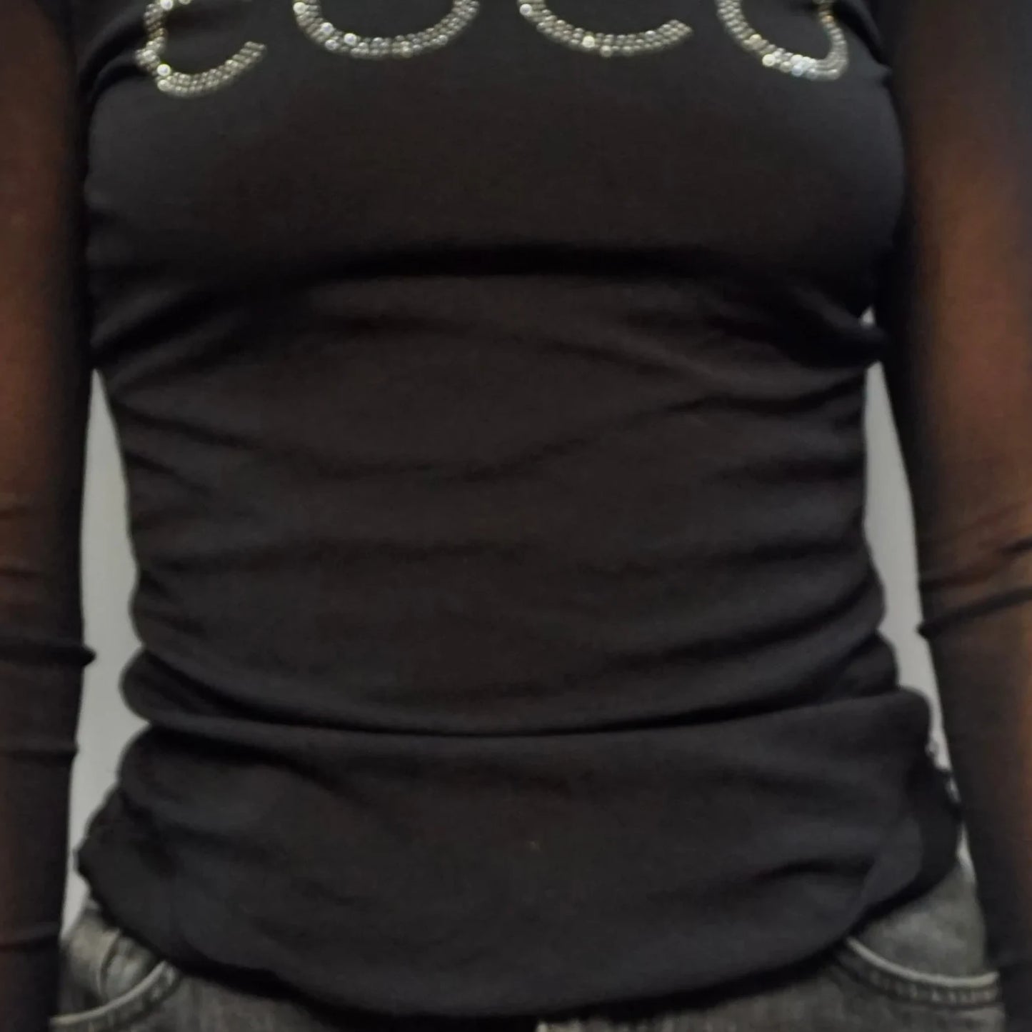 Vintage Black Mesh Top Center