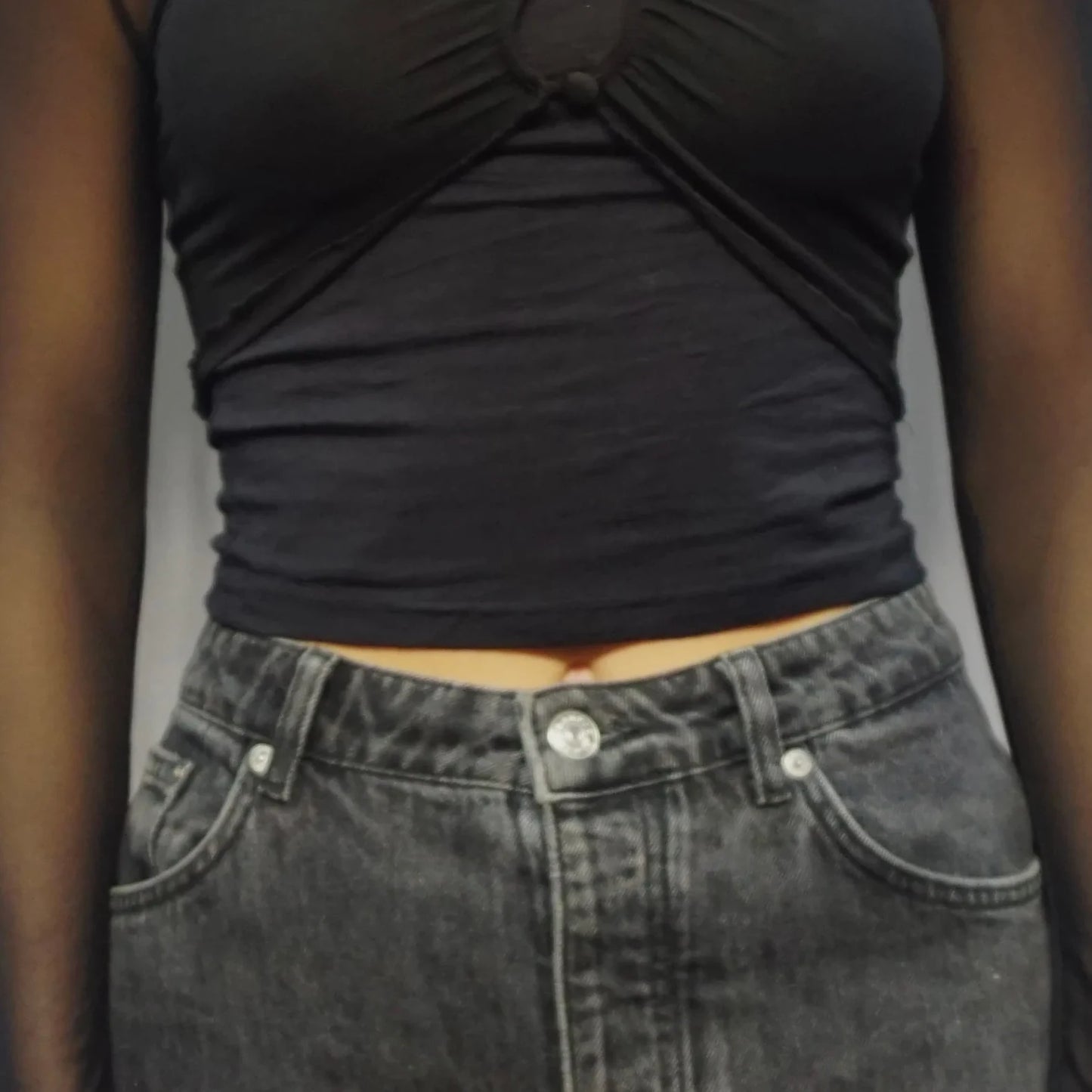 Vintage Black Mesh Top Center