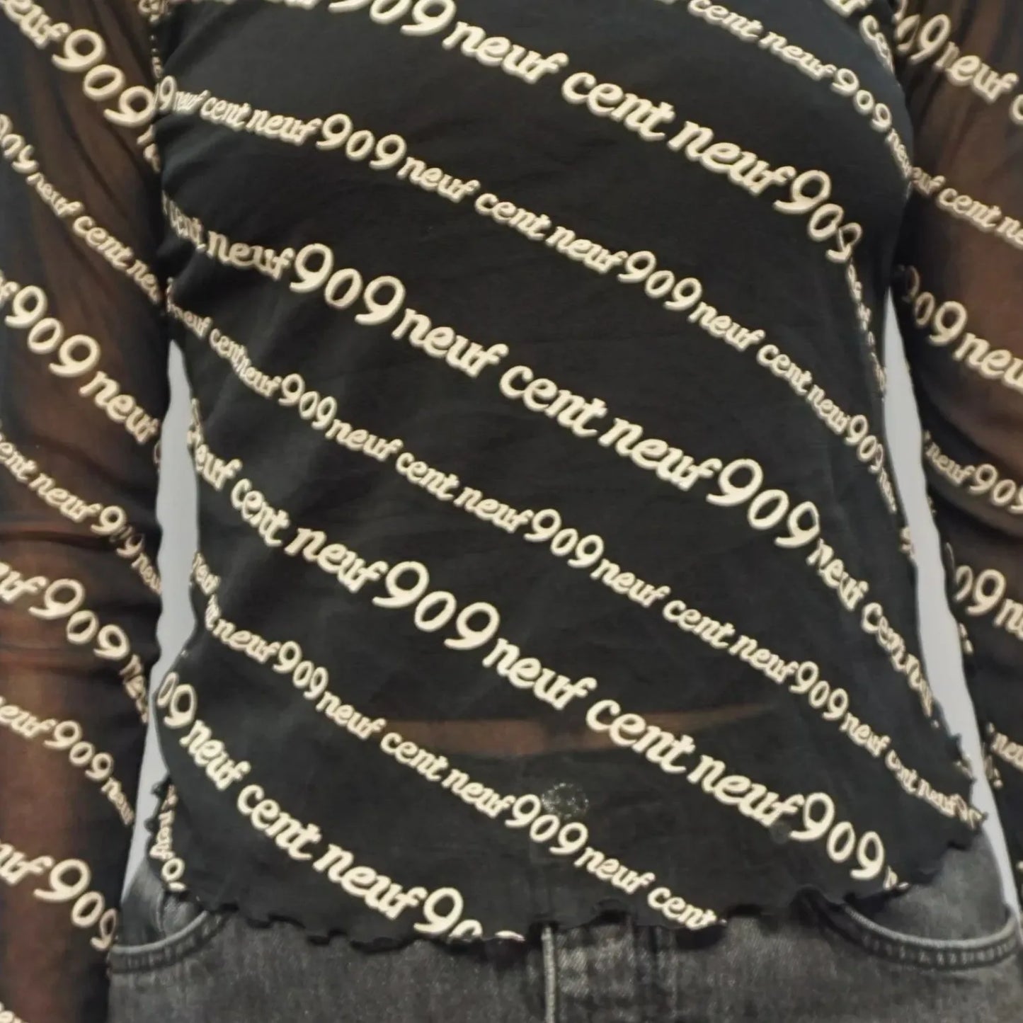 Vintage Black Mesh Top Center