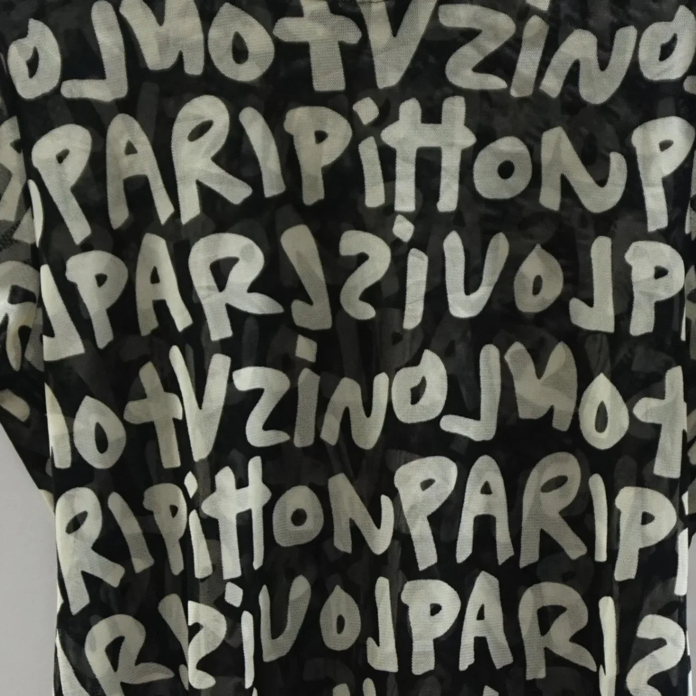 Vintage Black Mesh Top Center