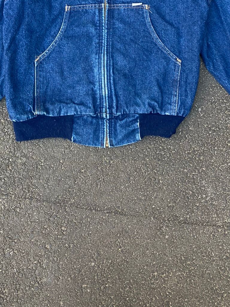 Vintage 90s Carhartt Made in USA Blue Denim Jacket - Flannel Lined