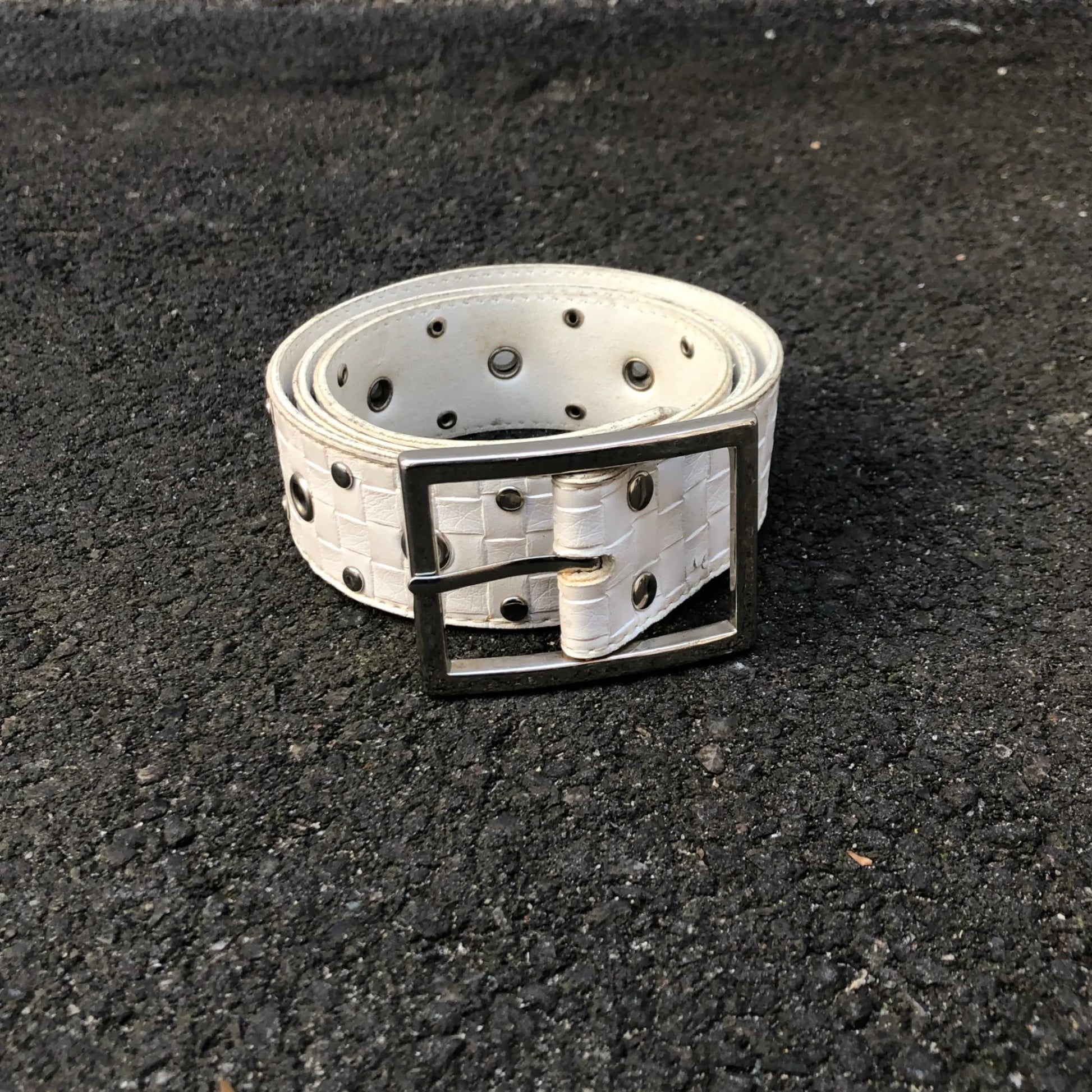 Vintage White Studs Belt