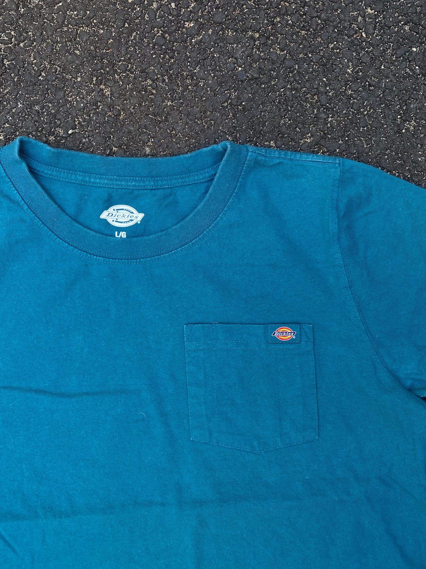 Dickies Teal Blue Pocket Tee - XL - Heavyweight Cotton Boxy Fit