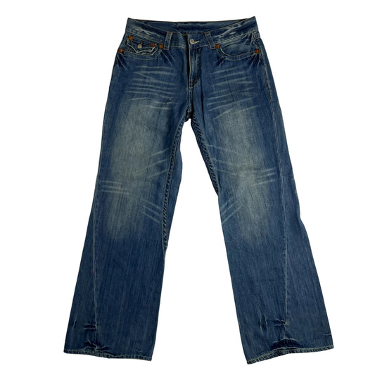 Vintage True Religion Denim Embroidered Samurai Warrior Low Rise