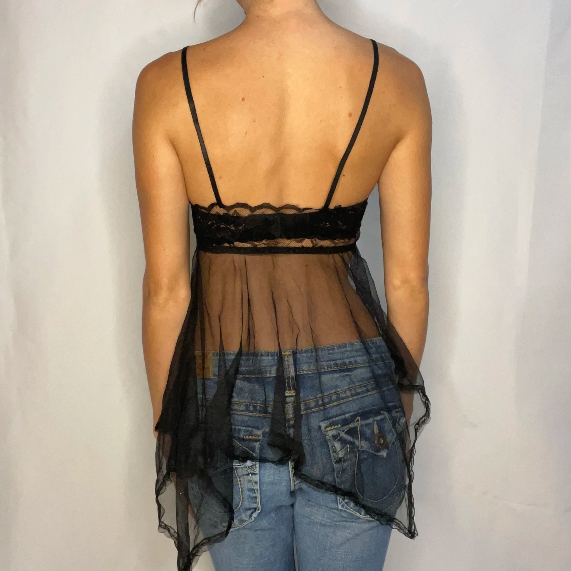 Vintage Black Sheer Lace Top