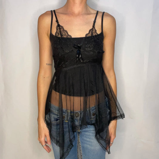 Vintage Black Sheer Lace Top