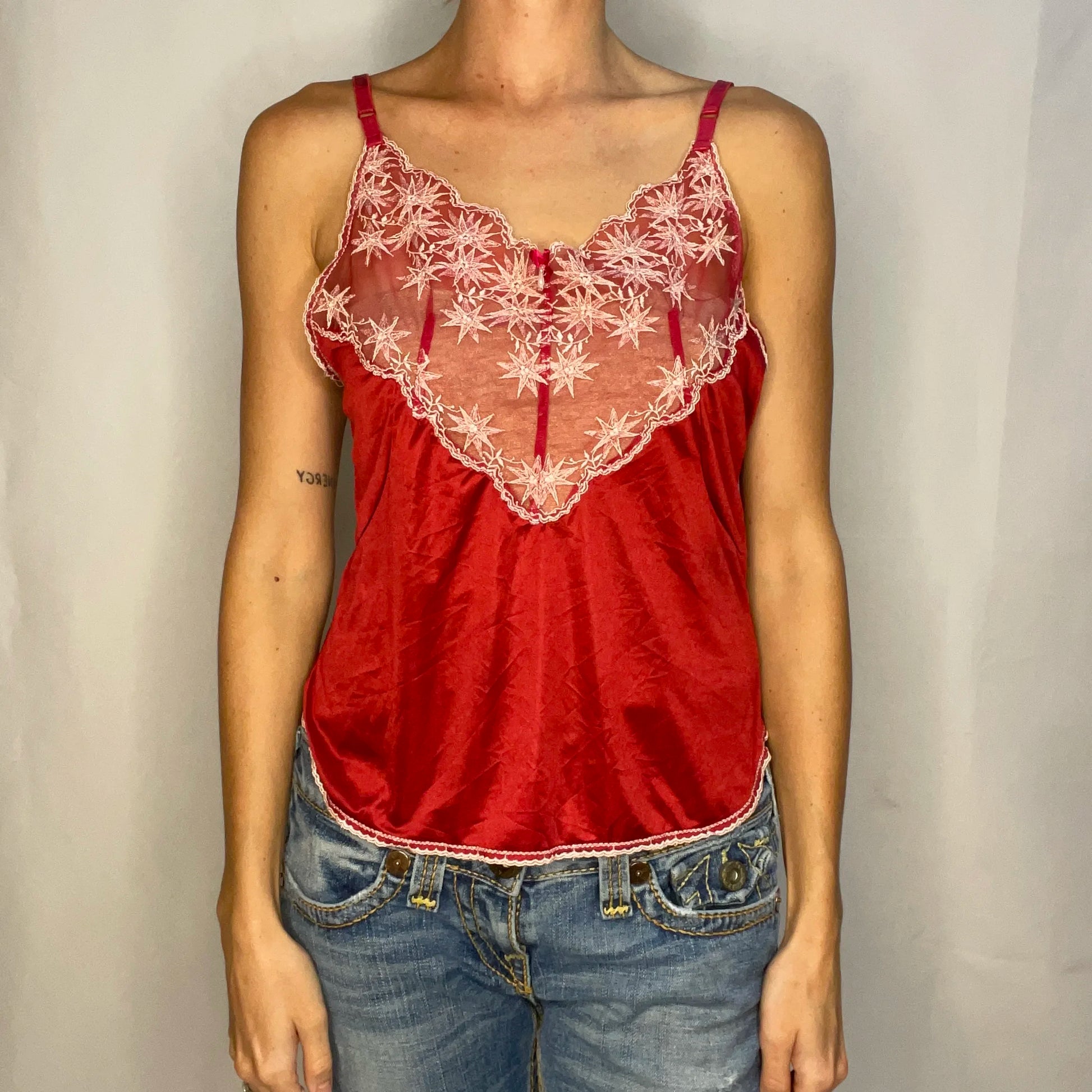 Vintage Red Lace Top