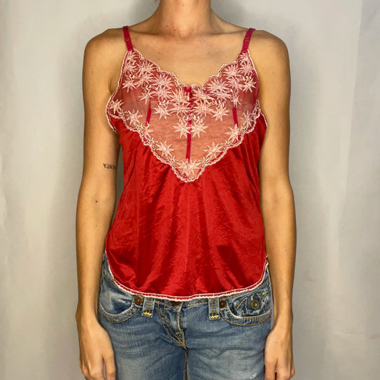 Vintage Red Lace Top