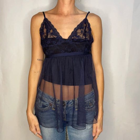 Vintage Victoria's Secret Blue Lace Top