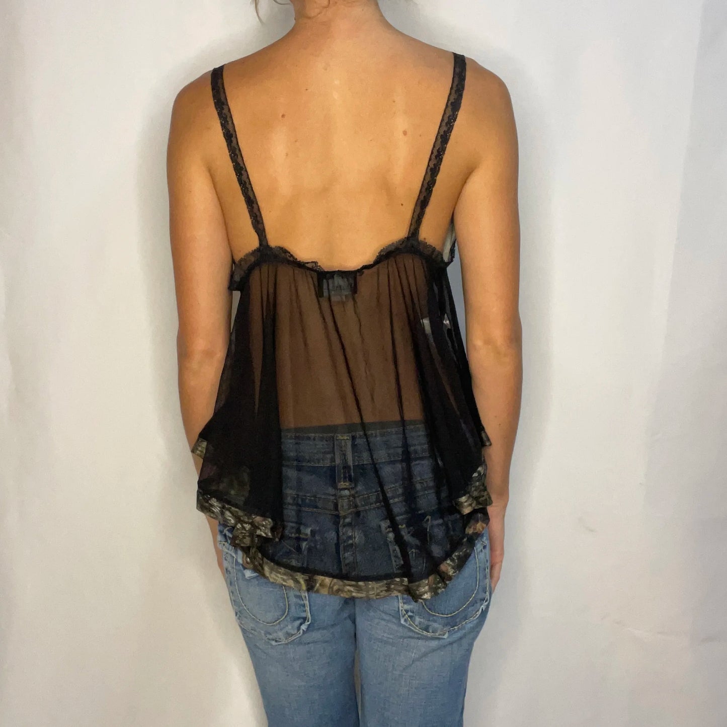 Vintage Black Camo Lace Top