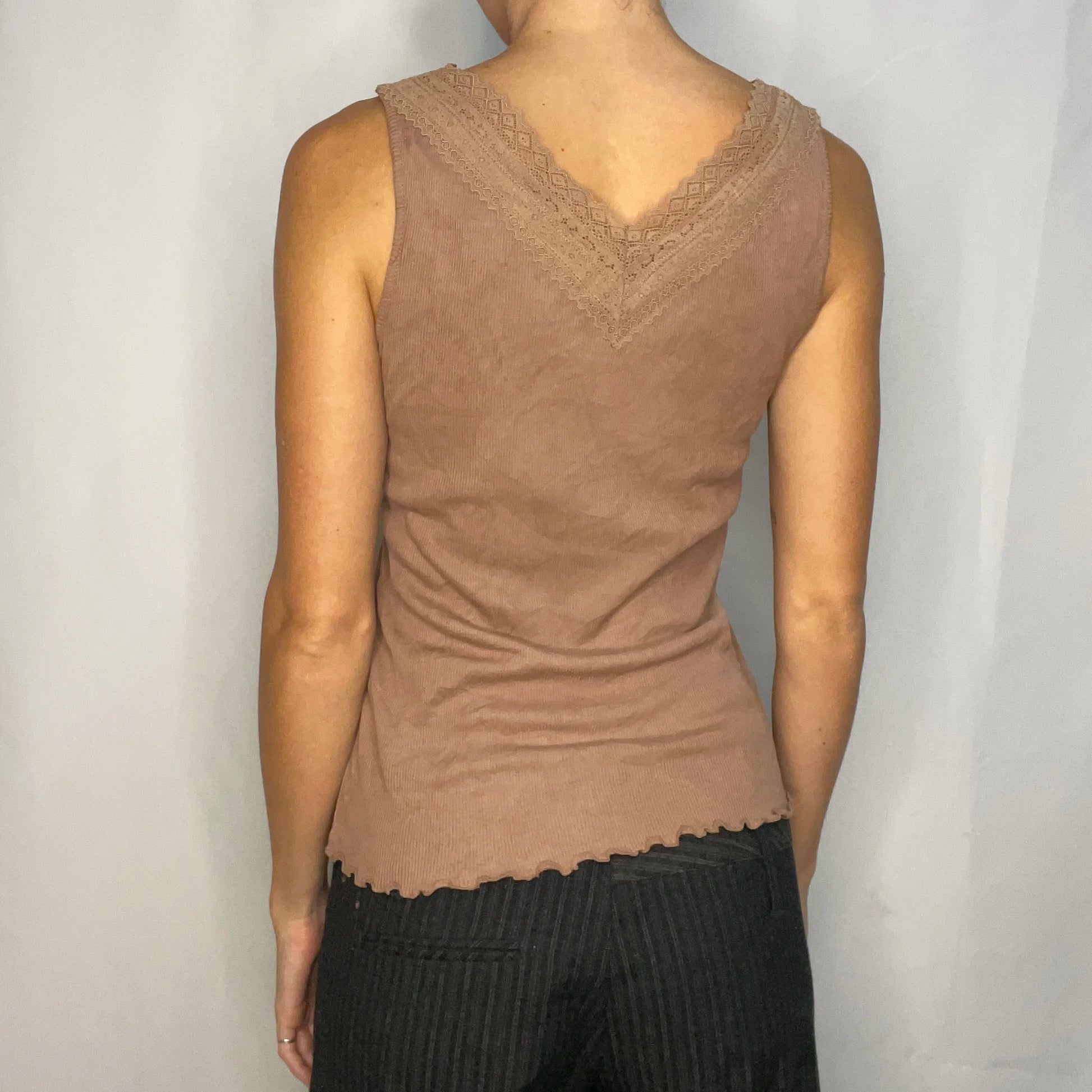 Vintage Brown Lace Tank Top