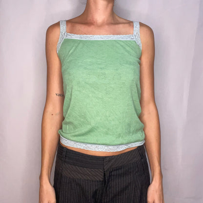 Vintage Green Lace Tank Top