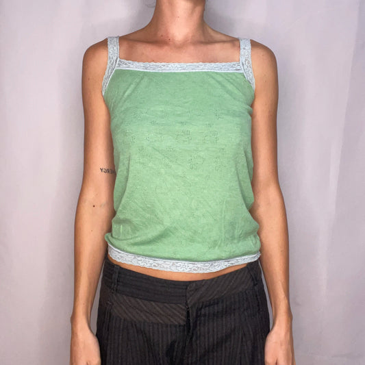 Vintage Green Lace Tank Top